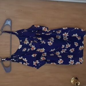Blue floral sheer dress blouse